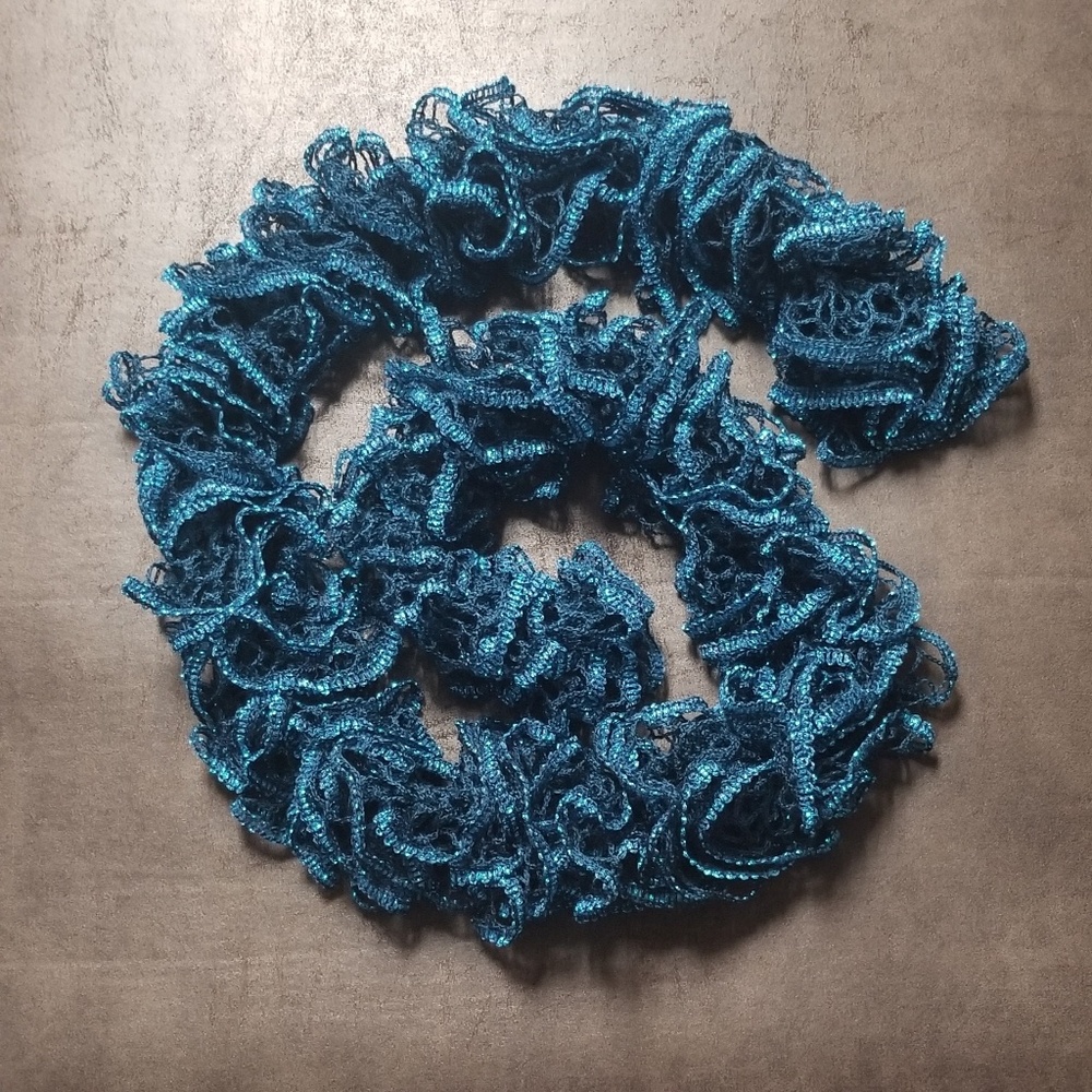Blue Glitter Ruffle Scarf
